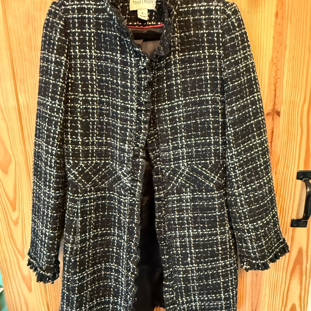White House Black Market Black and White Tweed Coat